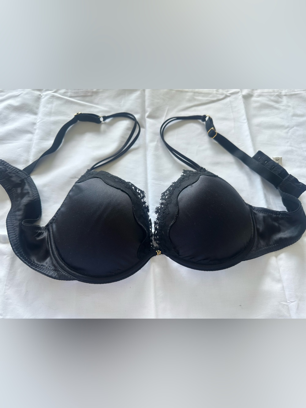 Black Lace Trim Push-Up Bra - Women Intimates
